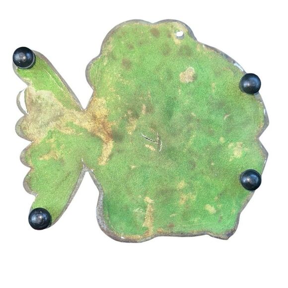 vintage mid century Taiwan stained glass and brass metal trivet fish - Picture 4 of 7